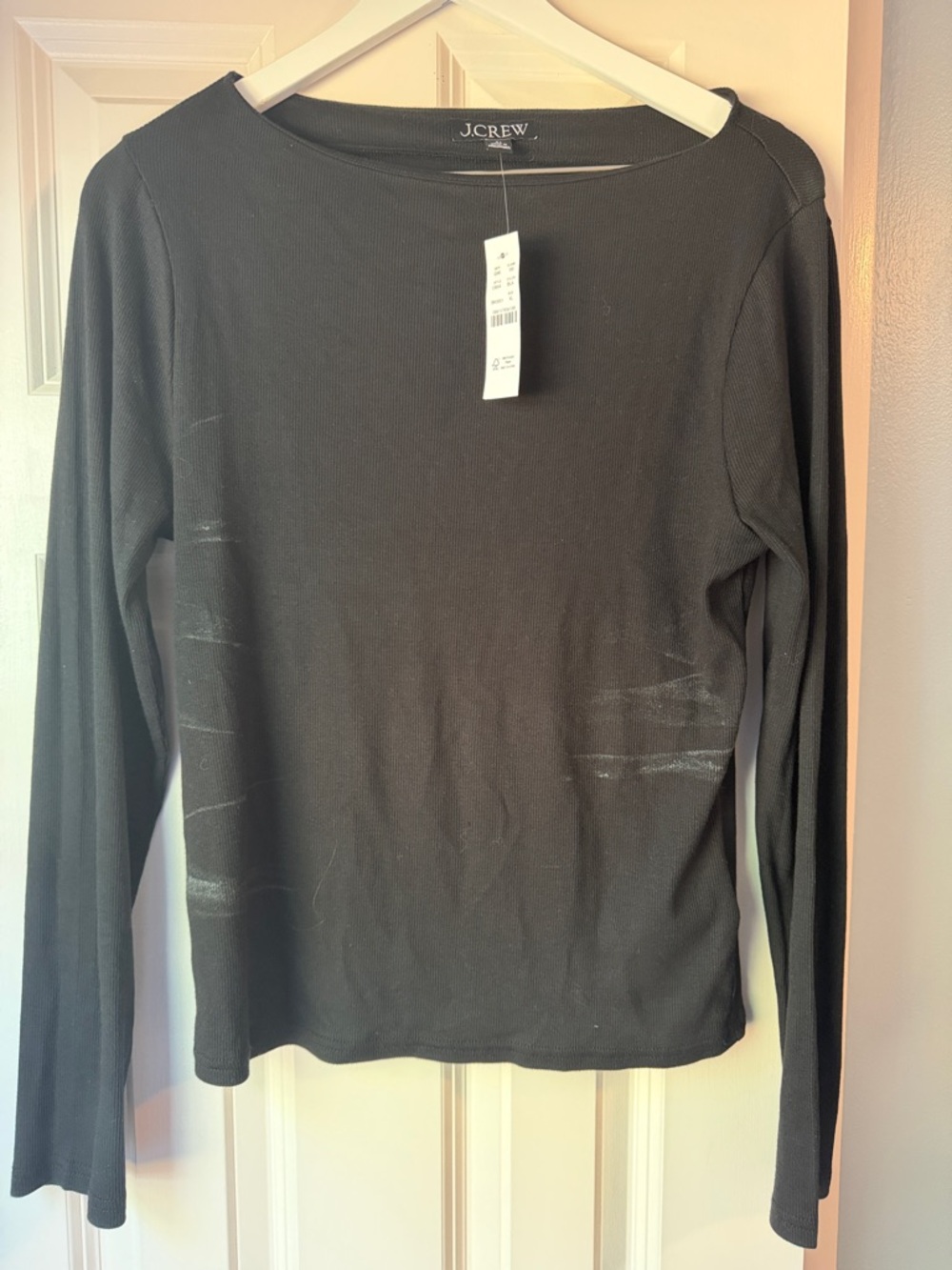 J. Crew Black Long Sleeve Boatneck Top